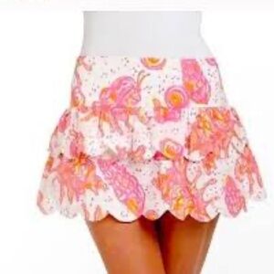 Lilly Pulitzer Scalloped Cuddy Skirt size 6 tiered beach vacation pink cotton